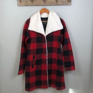 NWOT Steve Madden Buffalo Plaid Faux Fur Collar Coat Jacket Small